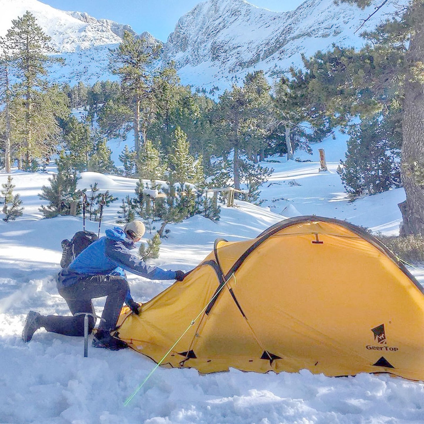 Geertop Portable 2 Person 4 Season Camp Tent Waterproof Backpacking Tent Double Layer All Weather for Camping Hiking Travel Climbing Mountaineering - Easy Set Up