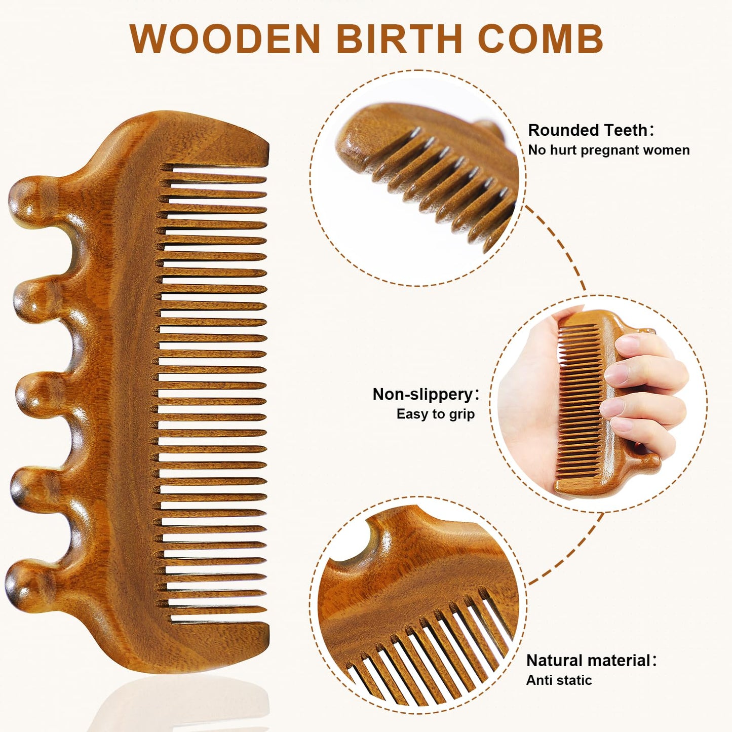 START MAKERS Birthing Comb for Labor Pain Relief, Natural Wooden Comb for Women Labor and Delivery Essentials Labor Comb With Cloth Bag and Box, Pregnancy Gifts for Expecting Mom, Christmas Gift