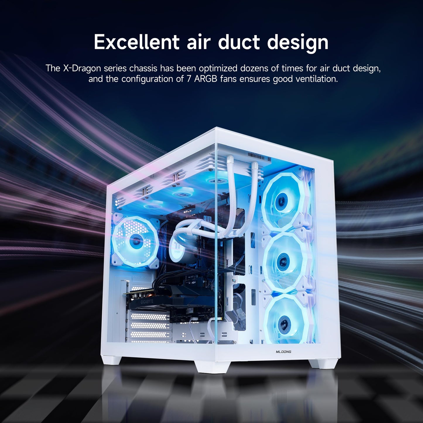 MLOONG X-Dragon Gaming PC Desktop, AMD Ryzen 7 7700 8 core 3.8GHz(up to 5.3GHz), GeForce RTX 5060Ti 8GB, 32GB DDR5 RAM 6000MHz, 1TB NVME SSD, 600W PSU, Windows 11 Home, WiFi, White