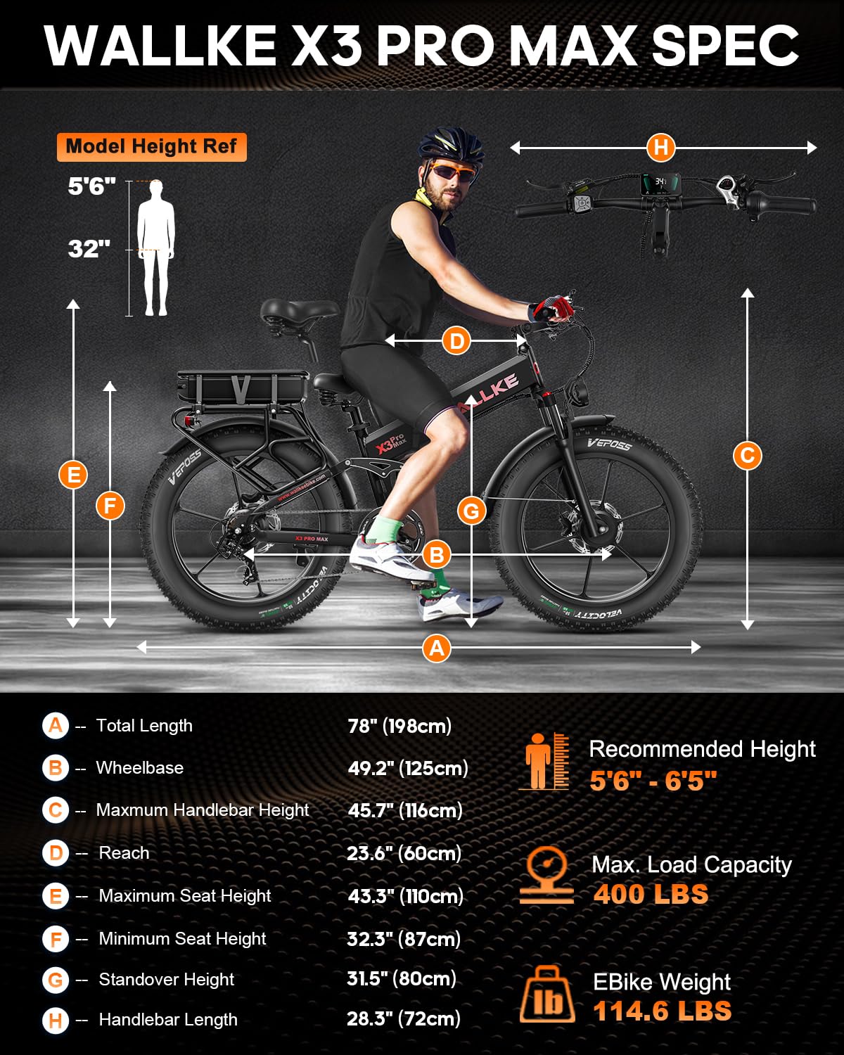 W Wallke Actual 2800W Dual Motor Folding Mountain Electric Bike, 48V 44Ah Battery 170 Mile,26" Fat Tire 35MPH Fast Adult Ebike, Full Suspension Hydraulic Brake, UL2849 Certification