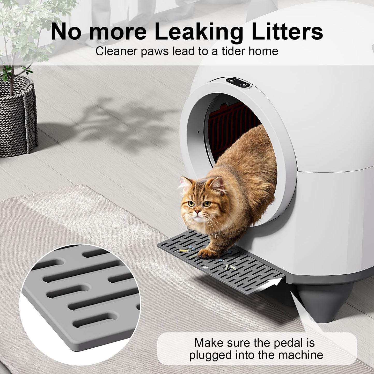 Aoktech Self Cleaning Litter Box, 80L Automatic Cat Litter Box Self Cleaning with APP Control, Odor Control, Multi-Cat Compatible, Includes 20 Count Waste Bags, aWhite