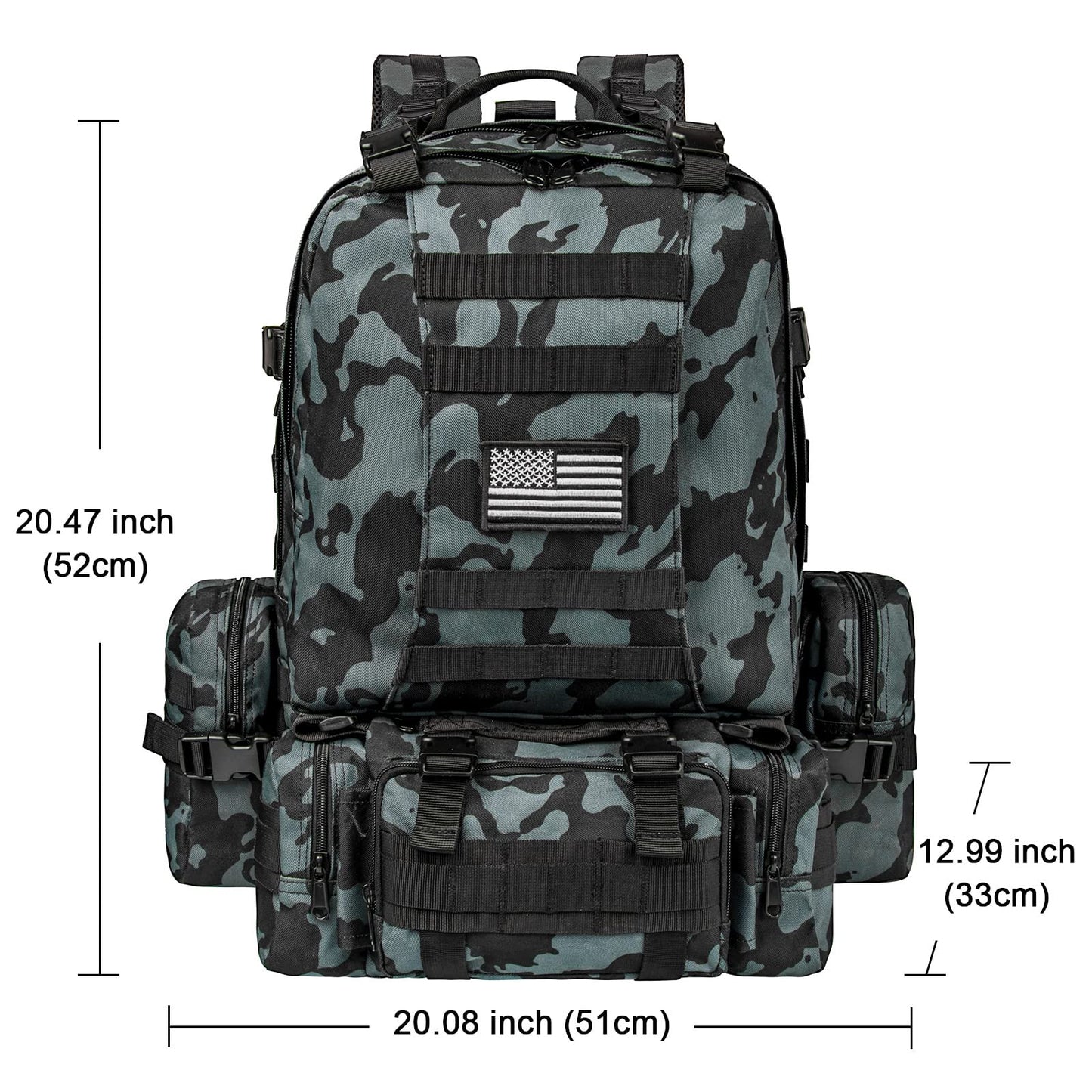 CVLIFE Tactical Backpack Military Army Rucksack 60L Large Assault Pack Detachable Molle Bag
