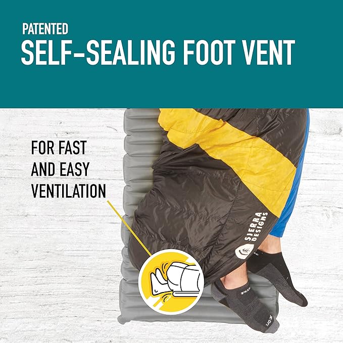 Sierra Designs Cloud 35 Degree DriDown Sleeping Bag Ultralight Zipperless Down Sleeping Bag for Backpacking and Camping