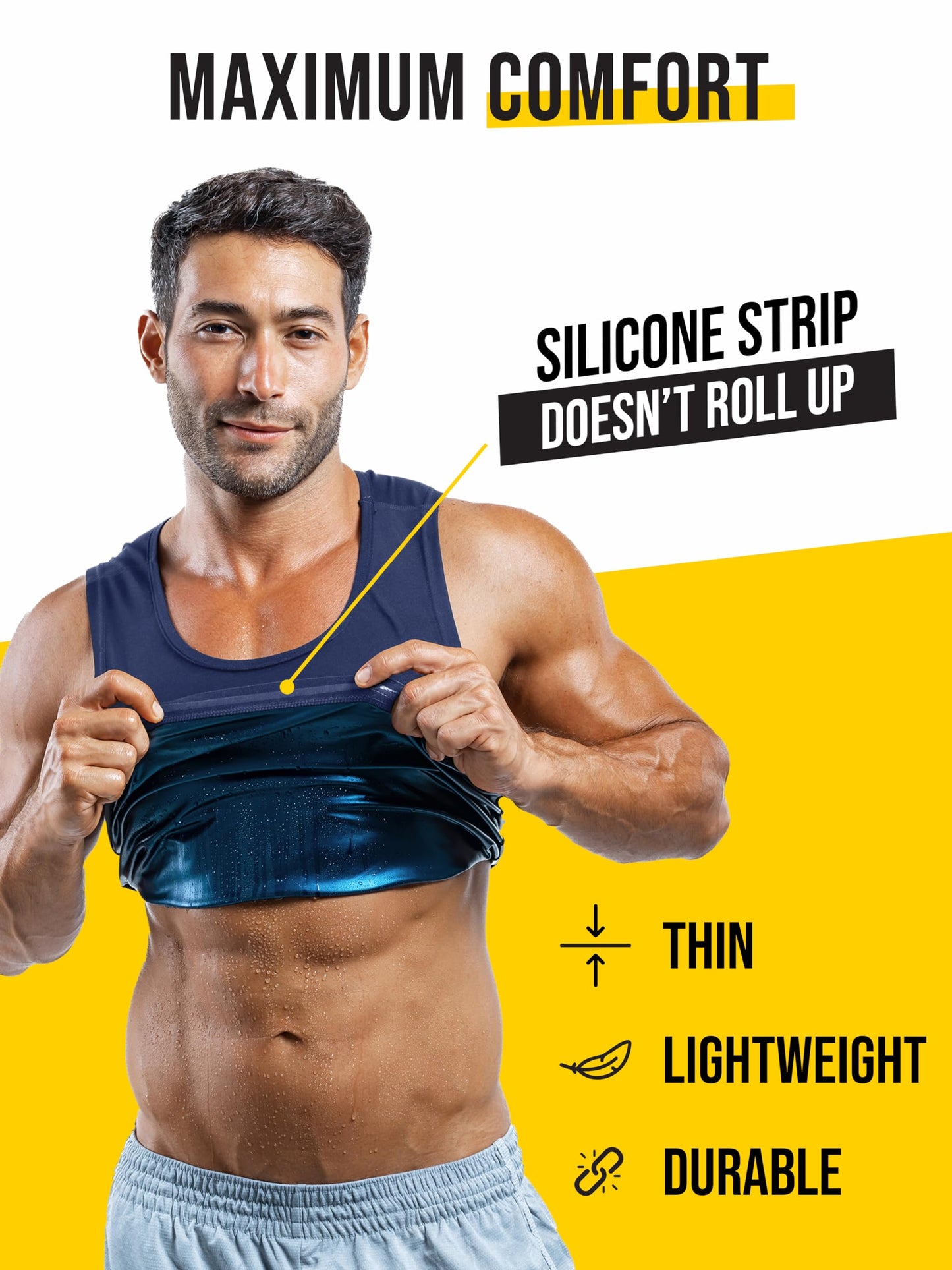 Sweat Spark Men's Sweat Vest - Enhance Your Workouts and Boost Weight Loss Efforts with Increased Sweating and Compression Technology (XS) Navy Blue