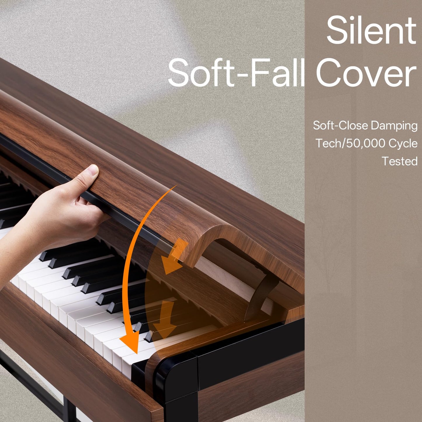 AKLOT Modern Weighted Keyboard Piano: 88-Key Graded Hammer Action Digital Piano, Silent Soft-Fall Cover, U-Stand, Triple Pedal, MIDI, Headphone, Beginner Lesson Book (AUR-LS03 Satin Walnut)