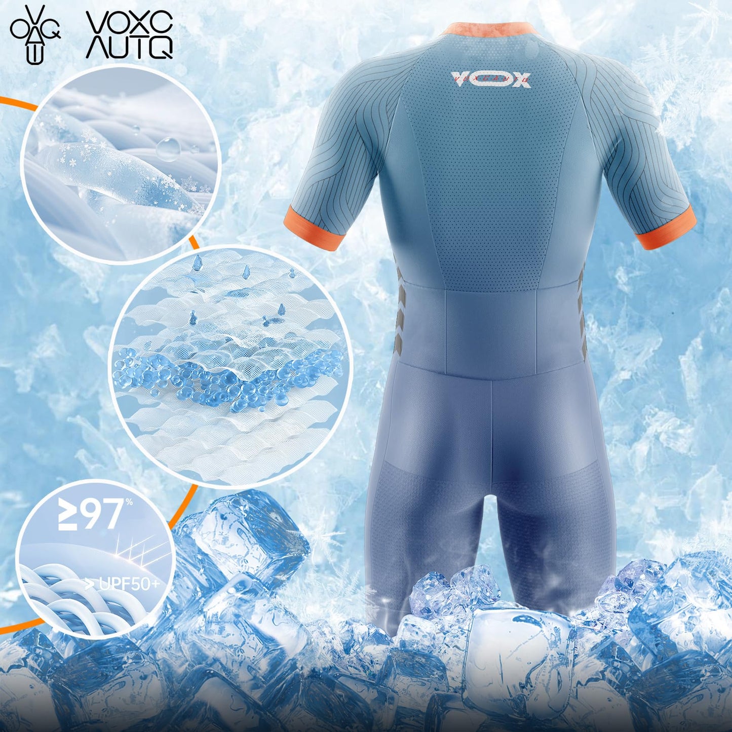 VOXCAUTQ Men's Cycling Skinsuit,Triathlon Suit Men,Trisuit for Swimming, Cycling, Running, Duathlon (Typ-7,L)