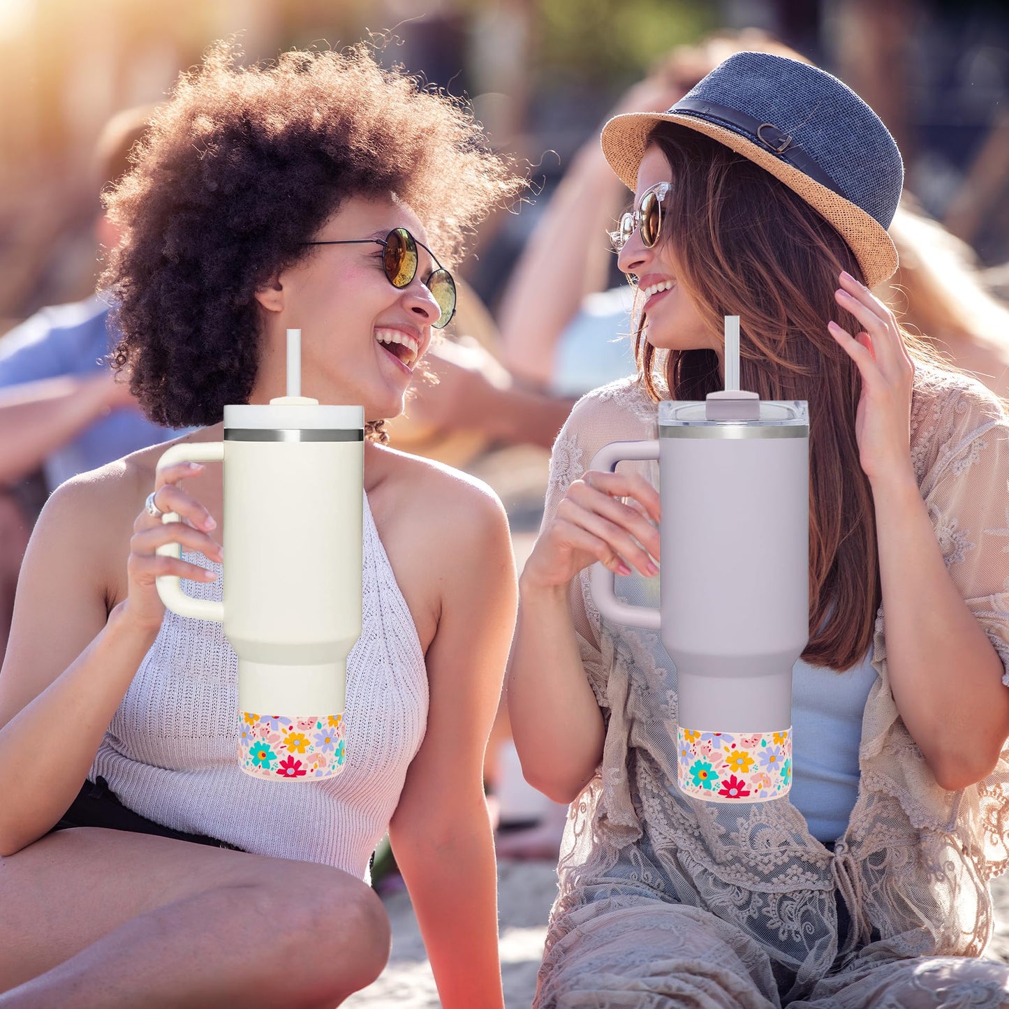 HEYSKAY 2pcs Protective Flask Silicone Boot Base for Stanley Quencher Adventure 40oz & Stanley IceFlow 20oz 30oz Tumbler, and Compatible with 12-24oz Hydro Sport Water Bottles,Yeti and More