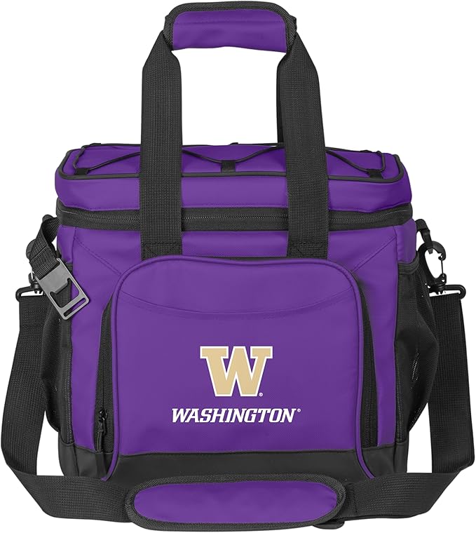 Logo Brands NCAA Flex 24-Can Cooler - Heat-Sealed Leak-Proof Lining, Built-in Bottle Opener, Adjustable Shoulder Strap- Great for Tailgates & Picnics