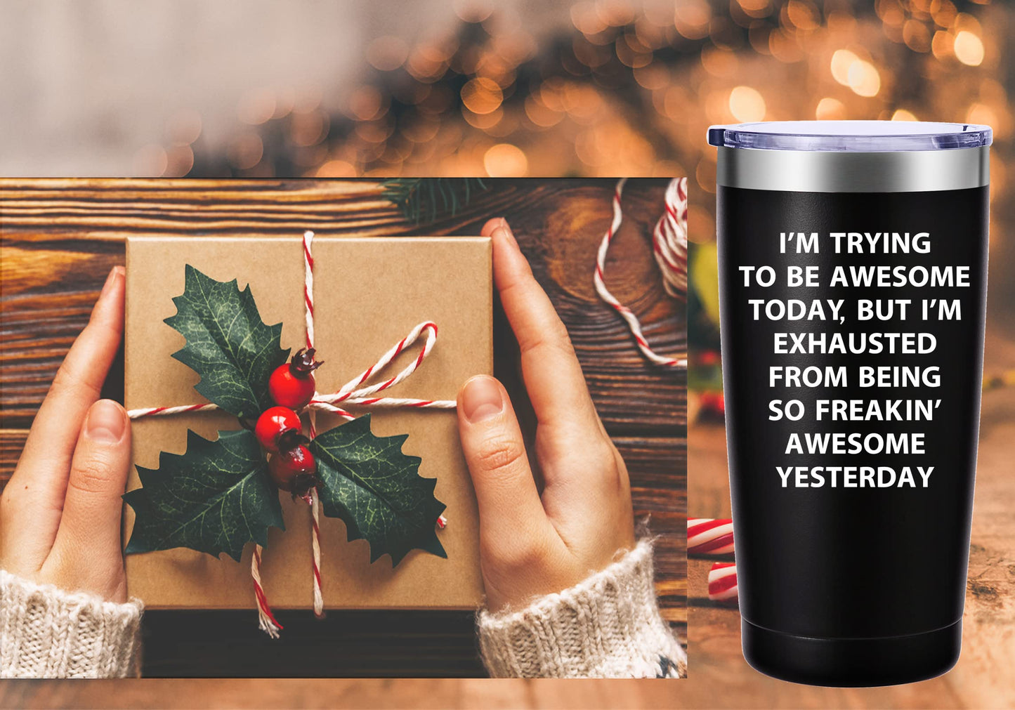 AMZUShome I'm Trying to Be Awesome Today Travel Mug Tumbler.Inspirational Gifts,Work Gifts for Boss,Coworker,Colleague,Dad,Mom.Birthday Christmas Gift for Men Women(20oz Black)