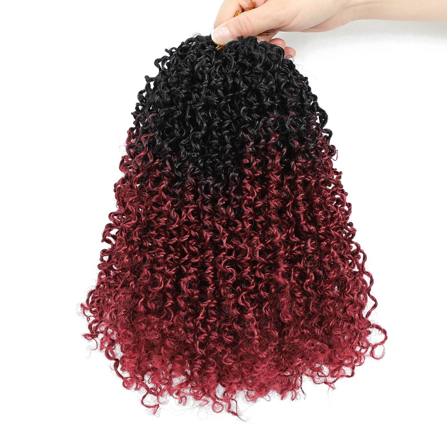 Aksice Yanky Twist Crochet Hair Burgundy 12 Inch 8 Packs Bohemian Passion Mini Twist Crochet Hair Pre-looped Crochet Braids Plus Yanky Twist Hair Extensions for Women (1B/BUG#)