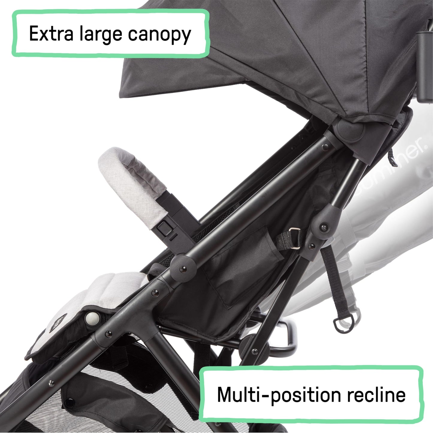 Summer Infant Ingenuity 3Dquickclose CS+ Compact Fold Stroller – Lightweight Stroller with Oversized Canopy, Extra-Large Storage and Compact Fold, Gray