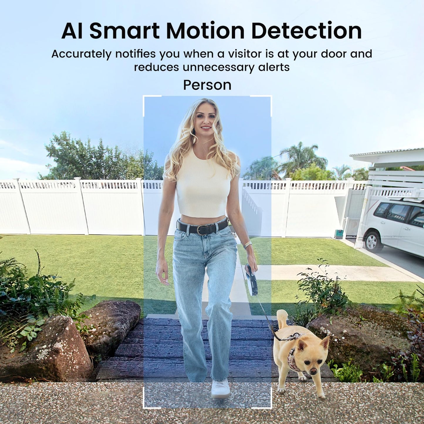 AOSU Doorbell Camera Wireless- Head-to-Toe View, Intelligent Package Detection, 2.4G WiFi Video Doorbell with Chime, Support Local Storage, Smart Human Detection, Works with Alexa and Google Assistant