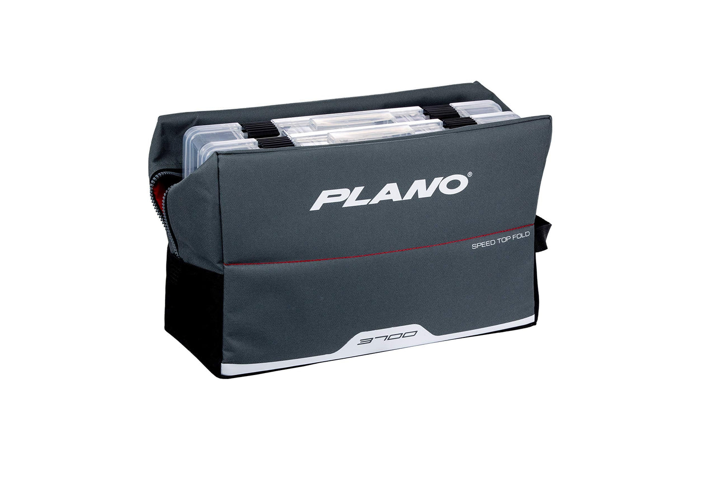 Plano Weekend Series 3700 Fold-Down Speedbag, Gray Fabric, Includes 2 3700 Stowaway Utility Boxes, Fishing Tackle Soft Storage Bag, MOLLE Attachment Panel