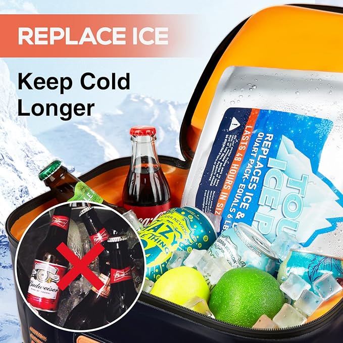 TOURIT Reusable Ice Pack for Coolers Long Lasting Cooler Ice Packs for Cooler Bag Lunch Bags/Boxes, Cooler Backpacks, Freezer Packs for Coolers
