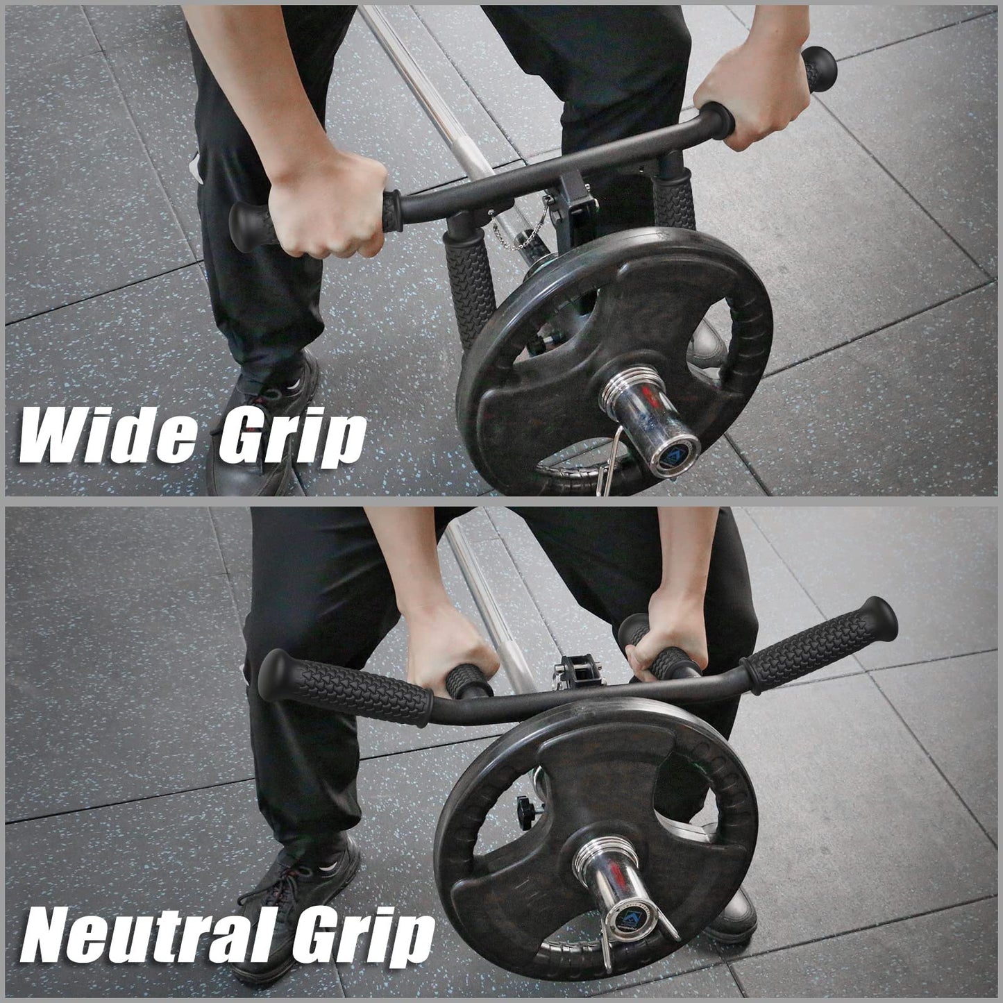 SELEWARE T & V Bar Row Landmine Handle Attachment for 2" Barbell Bar, Solid Multi-Grip Landmine Handle T Row Attachment with Non-Slip Rubber Handle, Fits 2" Olympic Bars Strength Training Bars