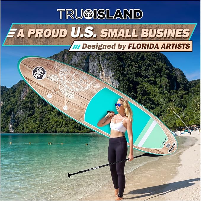 TRUISLAND Inflatable Paddle Board, Stand Up Paddle Board with Backpack, Non-Slip Thickened Deckpad, Waterproof Phone Case, Leash, Paddle, Hand Pump
