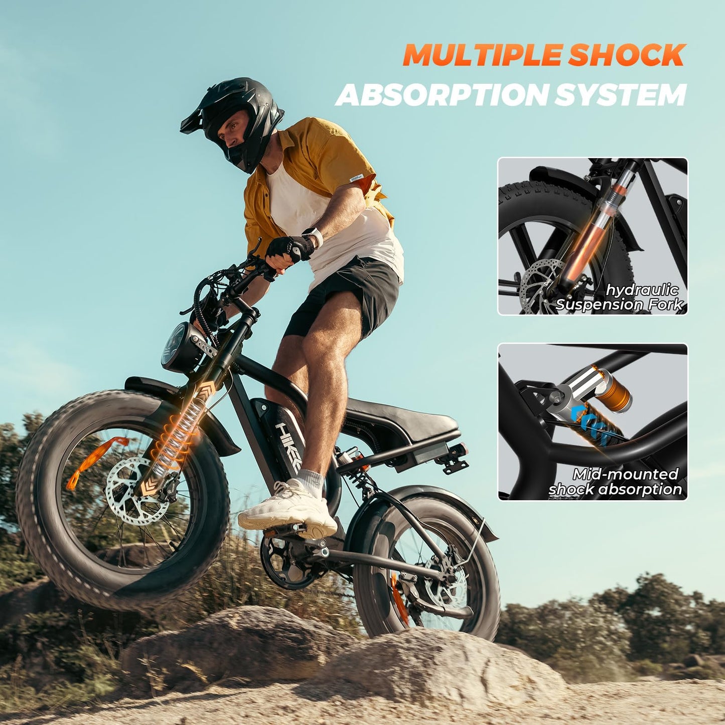 Electric Bike for Adults - K6 20 x 4 Inch Fat Tire, 750W/Peak 1500W Motor, 48V15AH Detachable Battery, 4 Riding Modes Electric Dirt Bike, 7 Speed Electric Motorcycle, UL 2849 Certified