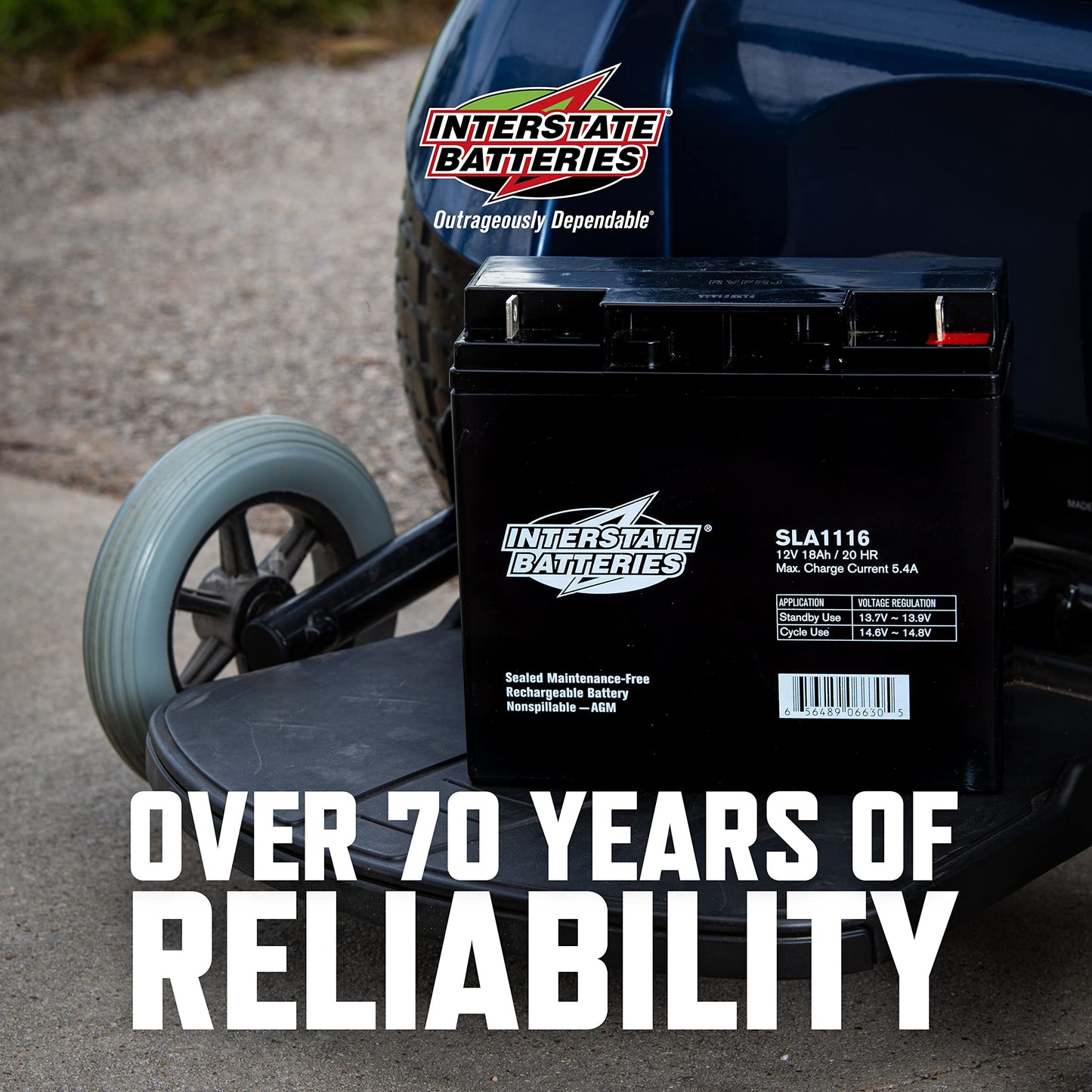 Interstate Batteries 12V 18Ah Battery (Nut & Bolt Terminal) SLA AGM VRLA Rechargeable Replacement for Solar Power, Generators, Medical Devices, Fences (SLA1116)