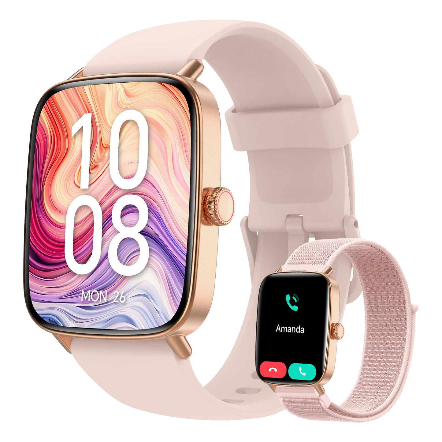 Smart Watch for Women, 2025 New Smartwatch (Answer/Make Call) for iPhone/Android, 1.85" HD Dynamic Dial Fitness Tracker with 110+ Sport Modes, Sleep/Health Monitor, IP68 Waterproof, with 2 Bands
