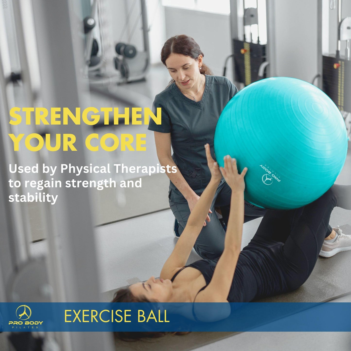 ProBody Pilates Ball Exercise Ball Yoga Ball, Multiple Sizes Stability Ball Chair, Gym Grade Birthing Ball for Pregnancy, Fitness, Balance, Workout at Home, Office and Physical Therapy (Red, 65 cm)