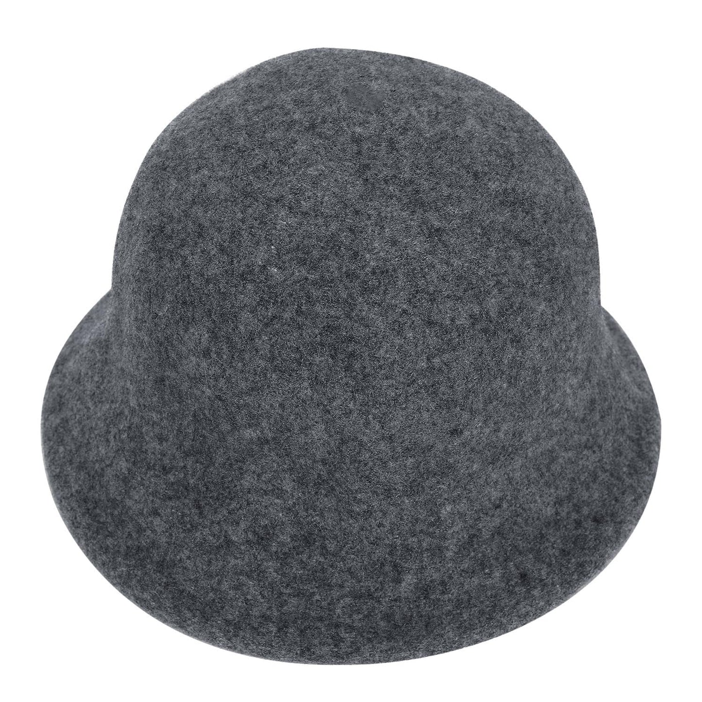Women Cloche Bucket Hat Vintage Faux Wool Felt Hat Winter Warm Church Bowler Hat Ladies Fedora Hat Fall Bell Round Cap (Light Gray)