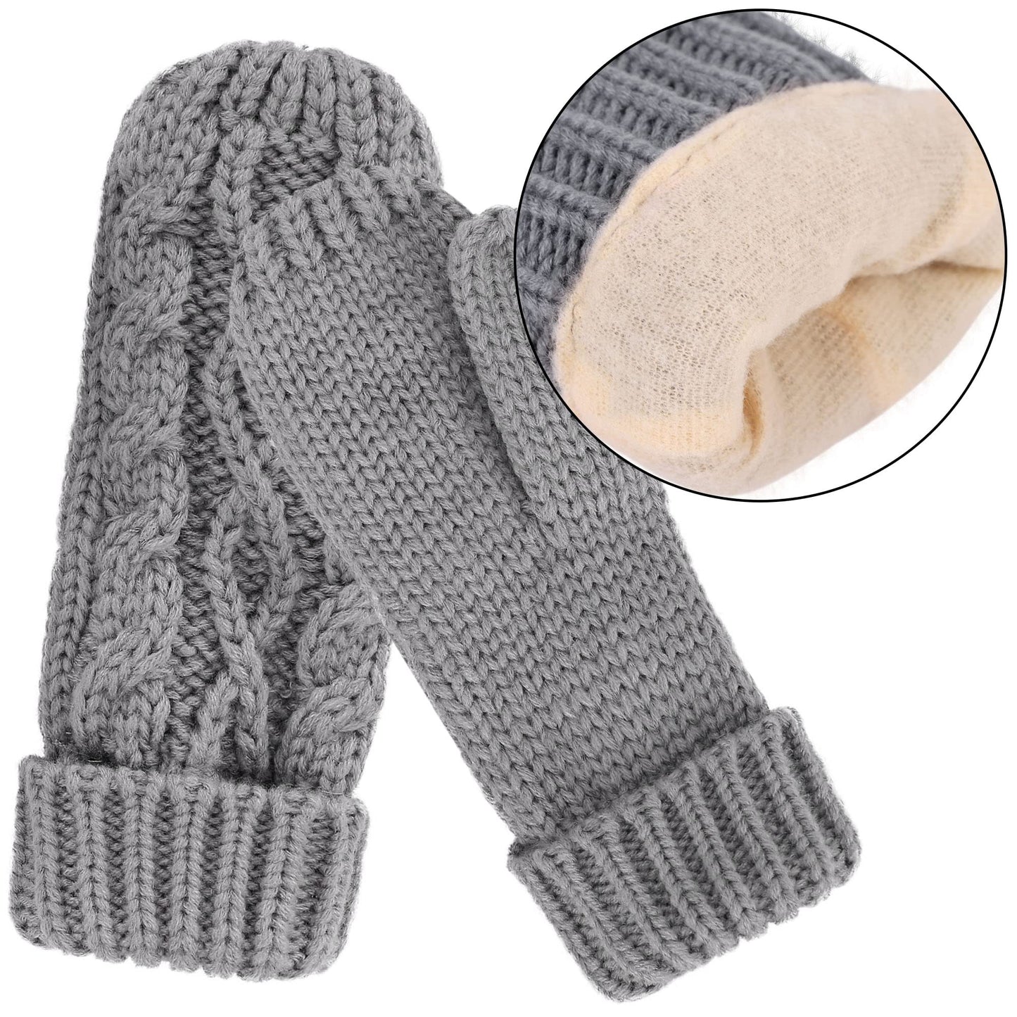 ANDORRA Women Soft Warm Thick Knitted Beanie Scarf & Gloves Winter Set,Grey