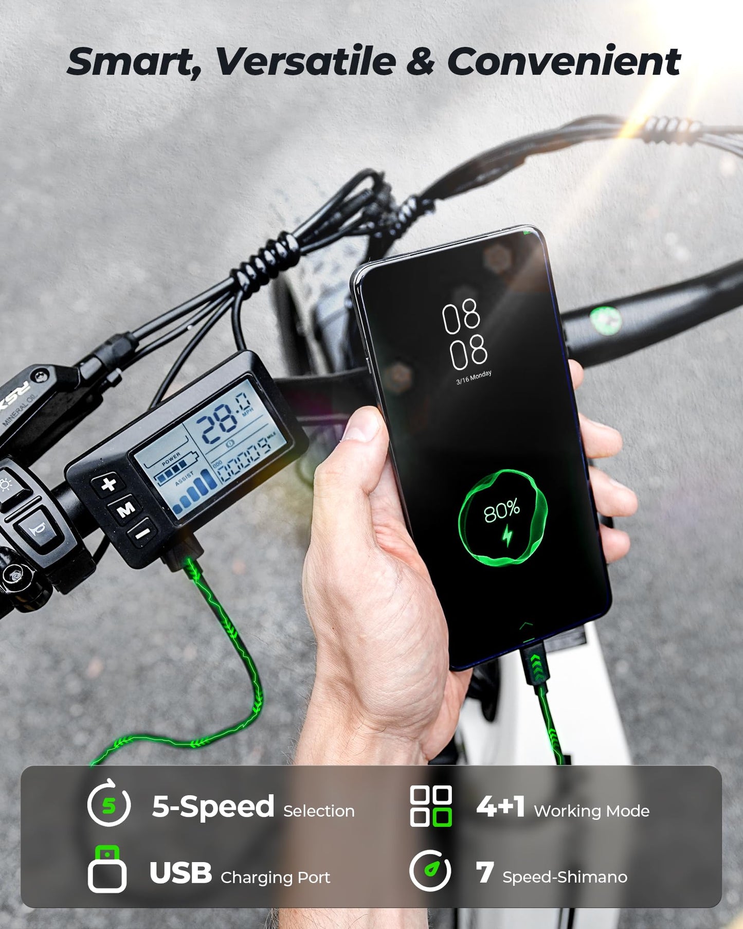 isinwheel U8 Plus Electric Bike for Adults,1500W Peak Motor Hydraulic Brake Ebike,Max 20/28MPH 75-105Miles Electric Bicycle with 13AH/18AH Battery,26" Step-Thru Fat Tire Commuter E Bike for Adults