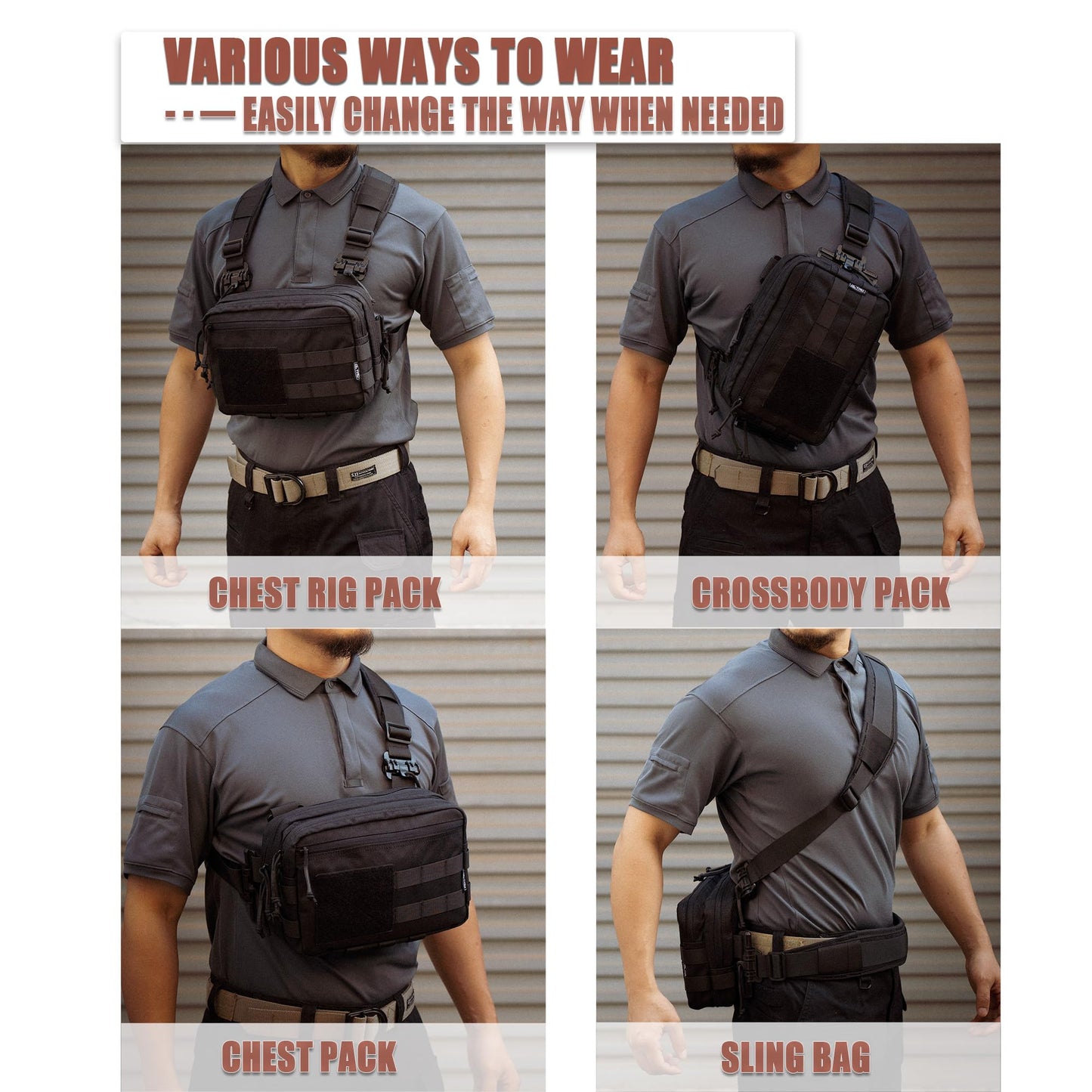 CLTAC Tactical Chest Rig Bag Concealed Carry CCW Pack Molle Pouch IFAK EMT Medical Organizer for Outdoor Hunting Shooting Hiking with Quick Release Harness