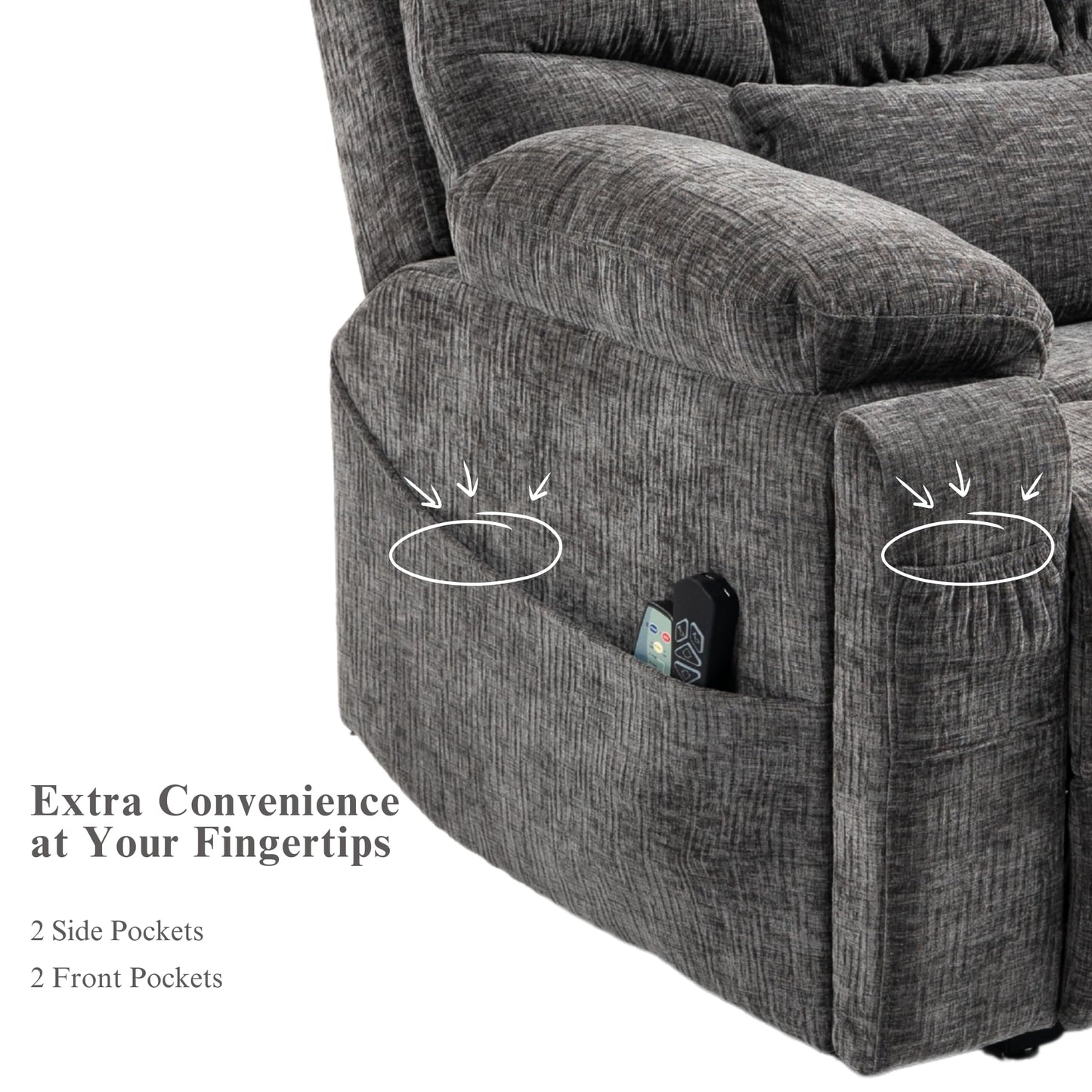Power Lift Recliner for Elderly Adults, Dual Motor Lay Flat Lift Chair with Heat Massage, Cup Holder & Wireless Phone Charger, USB Type C Charging, Big Tall 400 lbs