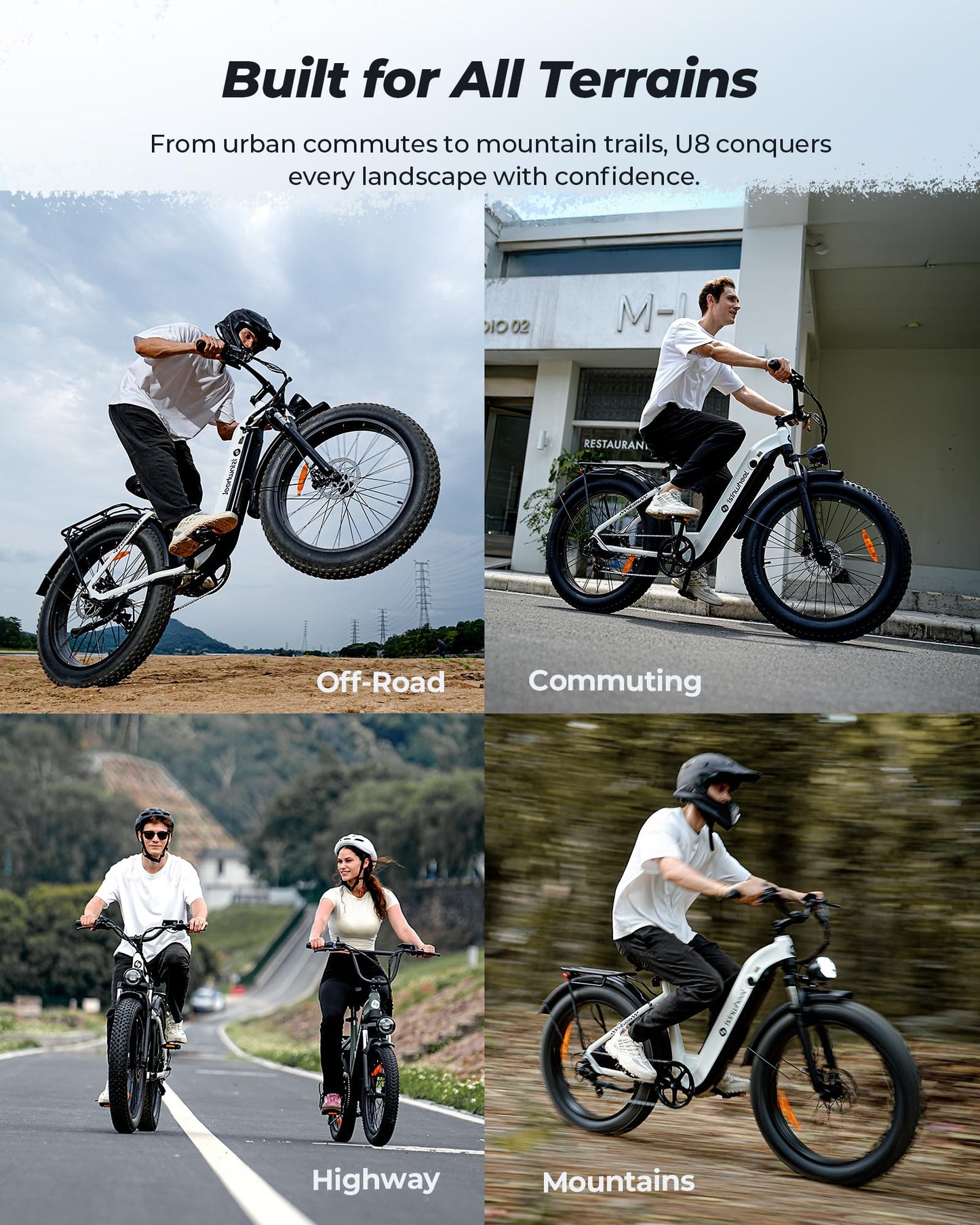isinwheel U8 Plus Electric Bike for Adults,1500W Peak Motor Hydraulic Brake Ebike,Max 20/28MPH 75-105Miles Electric Bicycle with 13AH/18AH Battery,26" Step-Thru Fat Tire Commuter E Bike for Adults