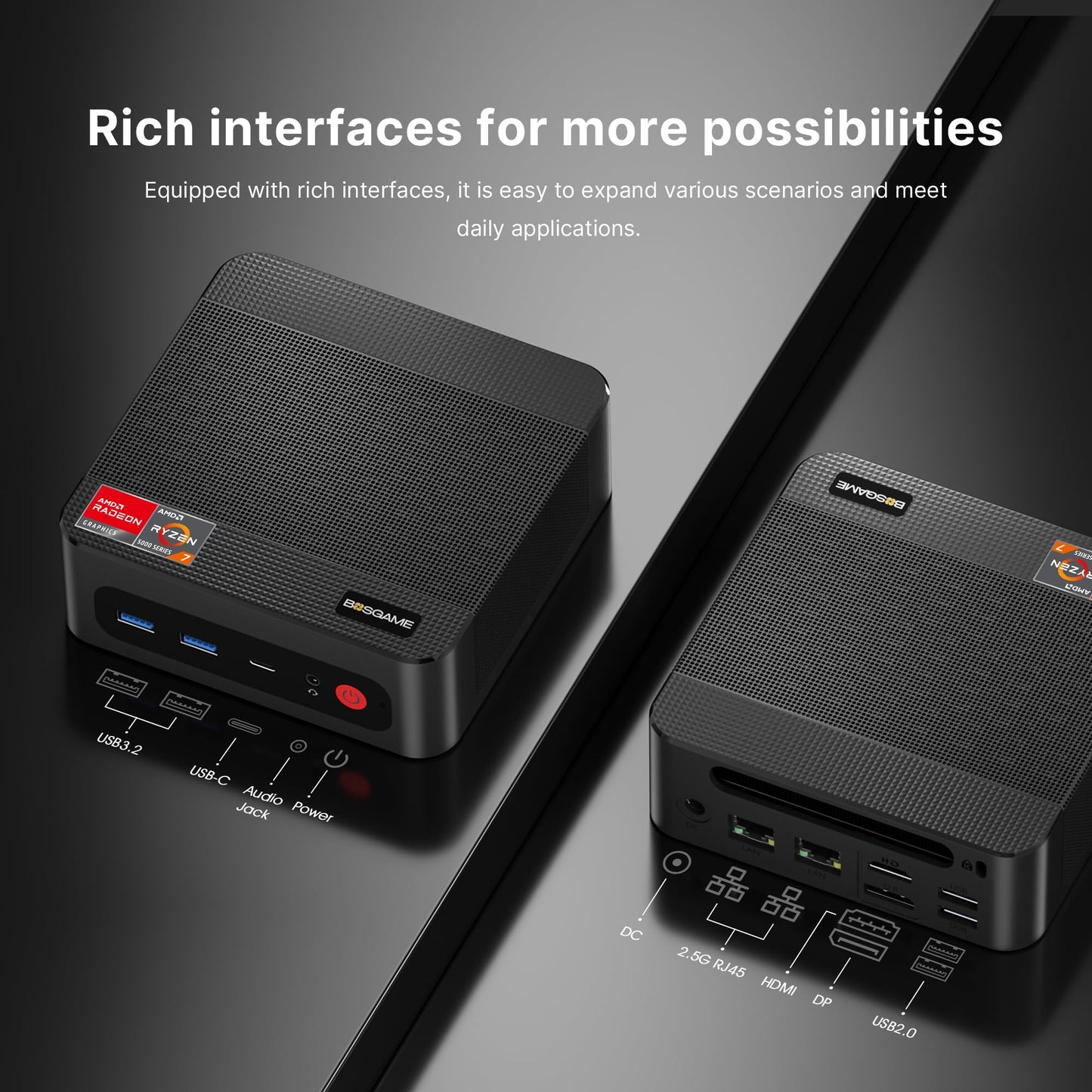 BOSGAME P4 Light Gaming Mini PC, Ryzen 7 5825U, 32GB RAM 1TB SSD, 11 Pro Triple 4K 60HZ Displays Desktop Computers, Support PS3 Emulator Micro PC, HDMI+DP+Type-C, WiFi 6E, BT5.2, Dual 2.5GbE LAN