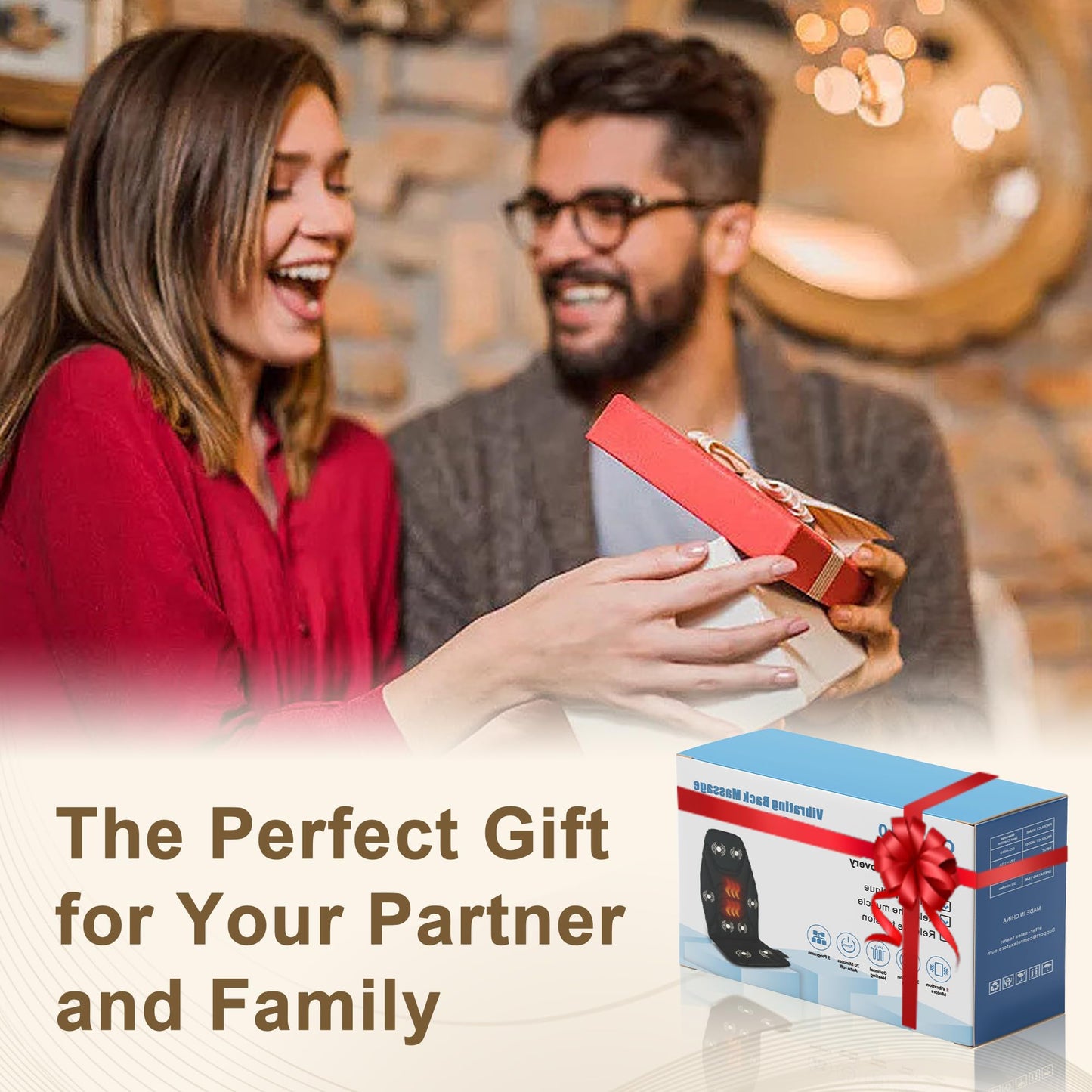 Back Massage Chair Pad with Heat, Back Massager for Back Pain Relief, Portable Massage Chair Cushion for Home Office, Best Gifts for Dad & Mom