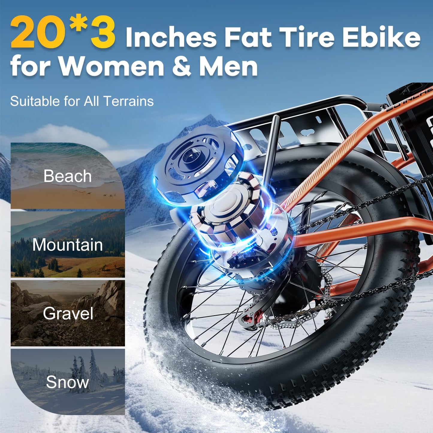 1000W Folding Electric Bike, 48V 16AH Large Removable Battery E-Bike, 30+MPH, 80 Miles Max Range, 20" Fat Tire Electric Bike for Adults, Adult Electric Bicycles Commute E-Bikes For Women/Men(white)