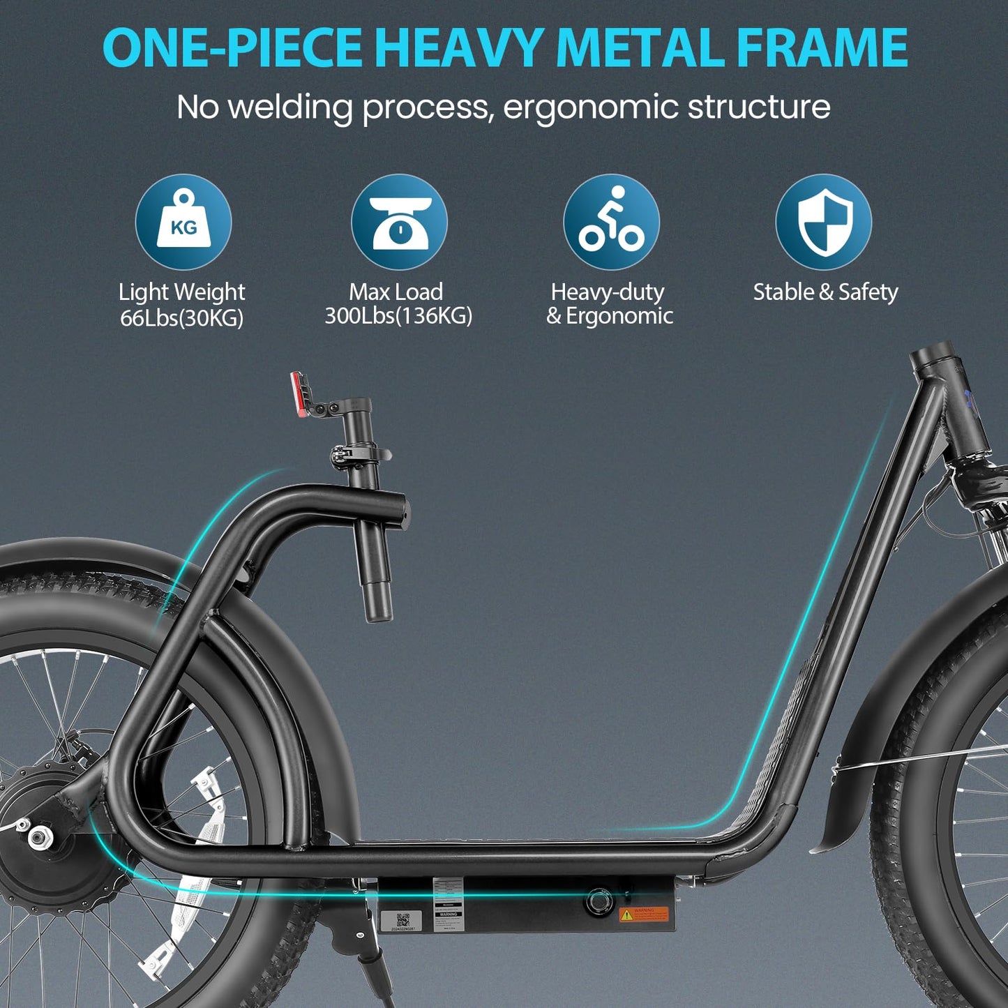 Caroma 819W Foldable Electric Scooter Adults, 20" Fat Tire Electric Bike with 500Wh Battery, Up to 30Miles & 20MPH, Adult Electric Bicycles for Commuting with Basket&Adjustable Seat(Black)