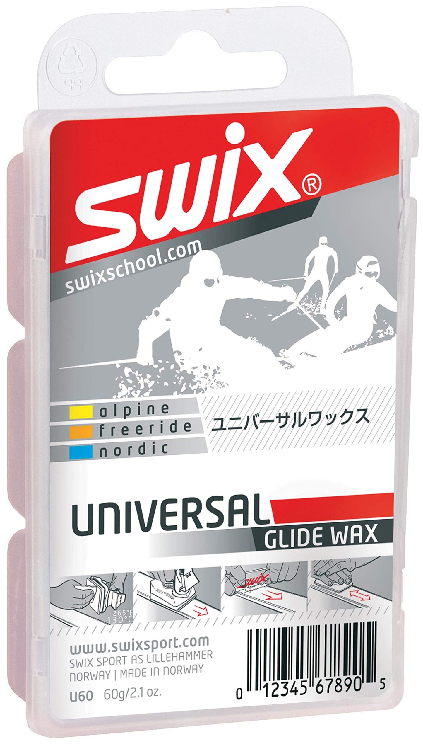 Swix Universal Ski/Snowboard Glide Wax, 60g, White (U60)
