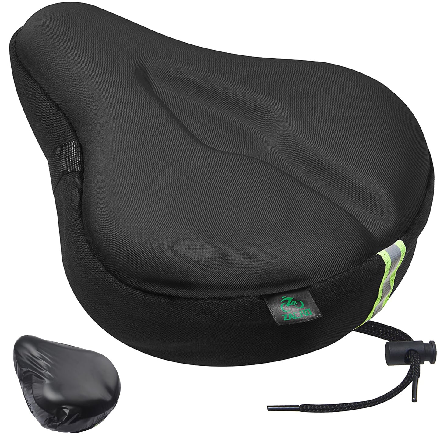 Zacro Bike Seat Cushion - Gel Padded Bike Seat Cover for Men Women Comfort, Extra Soft Exercise Bicycle Seat Compatible with Peloton, Outdoor & Indoor (Large, Black)