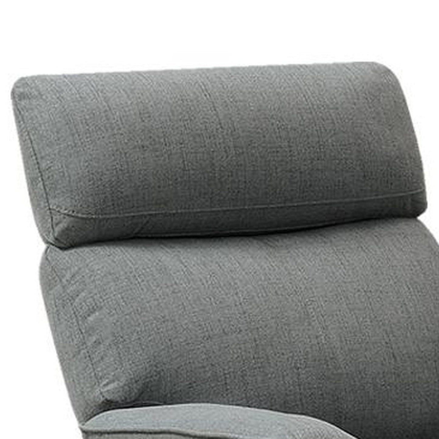 Benjara Fery 35 Inch Manual Recliner Chair and Gray Burlap and Cushioned Seat and Solid Wood