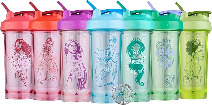 BlenderBottle Disney Princess Shaker Bottle Pro Series, Perfect for Protein Shakes and Pre Workout, 28-Ounce, Ariel