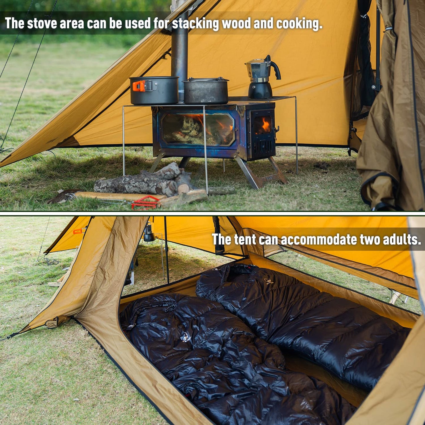 STOVEHUT 70 Hot Tent with Two Tarp Poles and Two Tent Poles | Latest Version 2 (Without a Fireproof Ground Sheet)