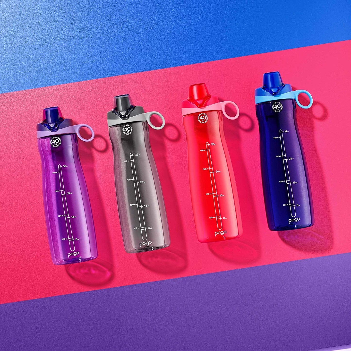 Pogo BPA-Free Tritan Plastic Water Bottle with Chug Lid, 40 Oz, Purple