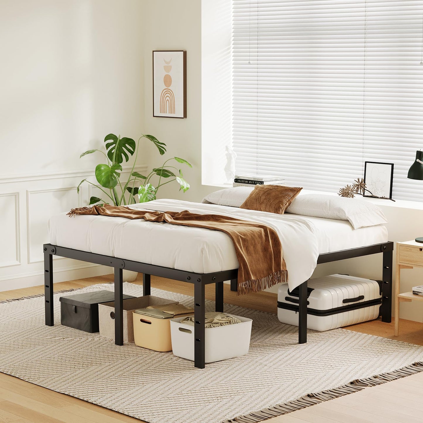 AGXI 20 Inch California King Bed Frames Heavy Duty Tall Metal Cal King Platform with Large Storage Space, Easy Assembly Strong Bearing Capacity, Noise Free