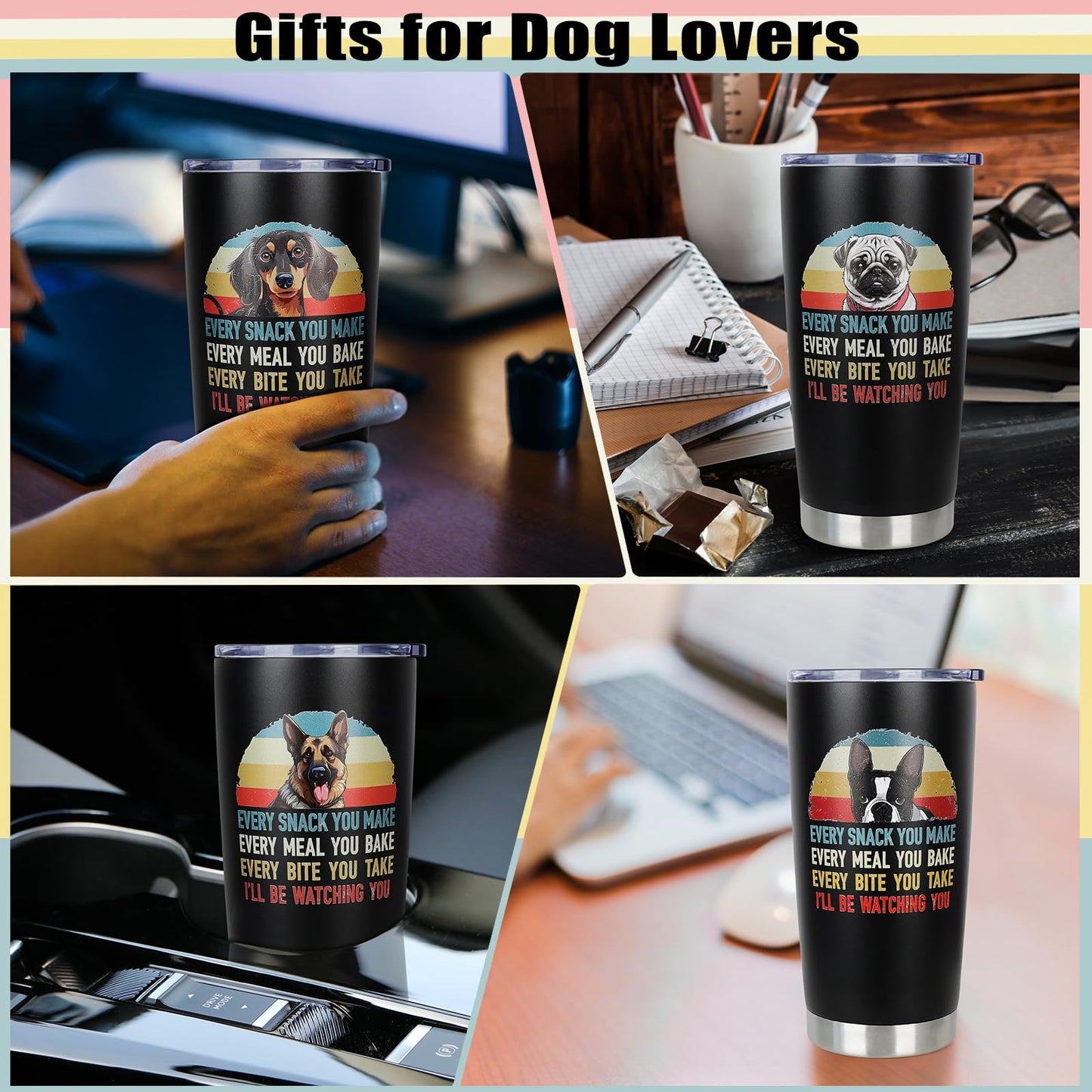 Boston Terrier Gifts for Dog Lovers-Christmas Birthday Gifts for Boston Lovers-Boston Terrier Gifts for Dog Mom Dad-20oz Tumbler Boston Terrier Gifts for Women Men-Coffee Cup Boston Gift for Dog Owner