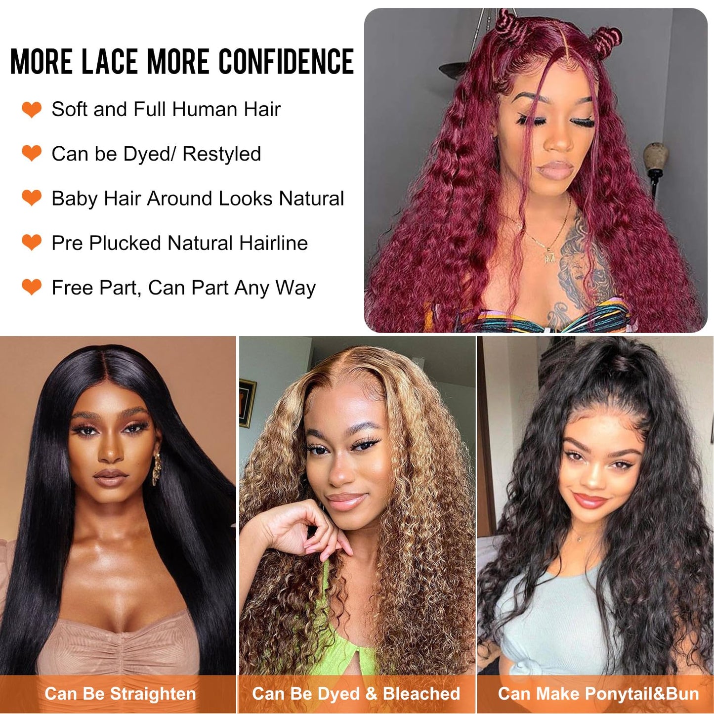 Alionly 250 Density HD Lace Front Wigs Human Hair, Water Wave Wet and Wavy Lace Front Wigs Human Hair 13x4 Glueless Wigs Human Hair Pre Plucked For Black Women 16 Inch