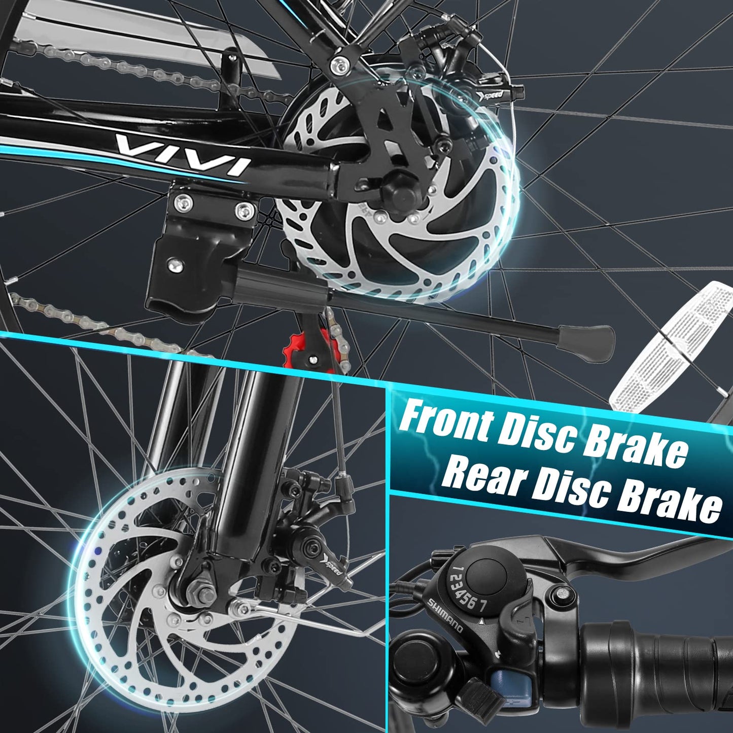 Vivi Electric Bike for Adults with 750W Peak Motor, 26" Commuter Electric Bike, 22MPH Cruiser Ebikes with 48V Removable Battery, Up to 50 Miles, LCD-Display, 7 Speed, Cruise Control, UL 2849 Certified