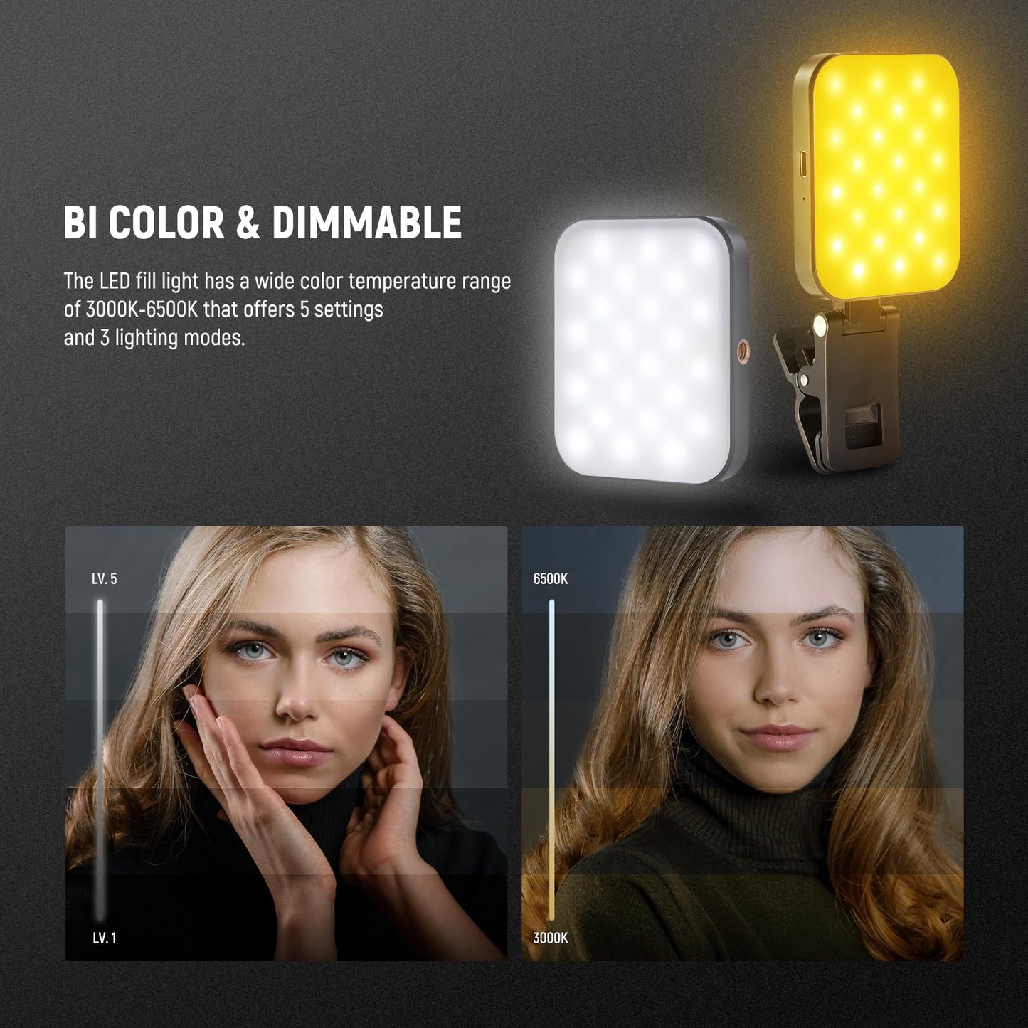 NEEWER BASICS Magnetic Selfie Light Compatible with MagSafe iPhone 16 15 Pro Max, Clip on Video Conference Lighting Fill Light for Computer Laptop Zoom Calls Live Streaming Outdoor Recording, BL48B