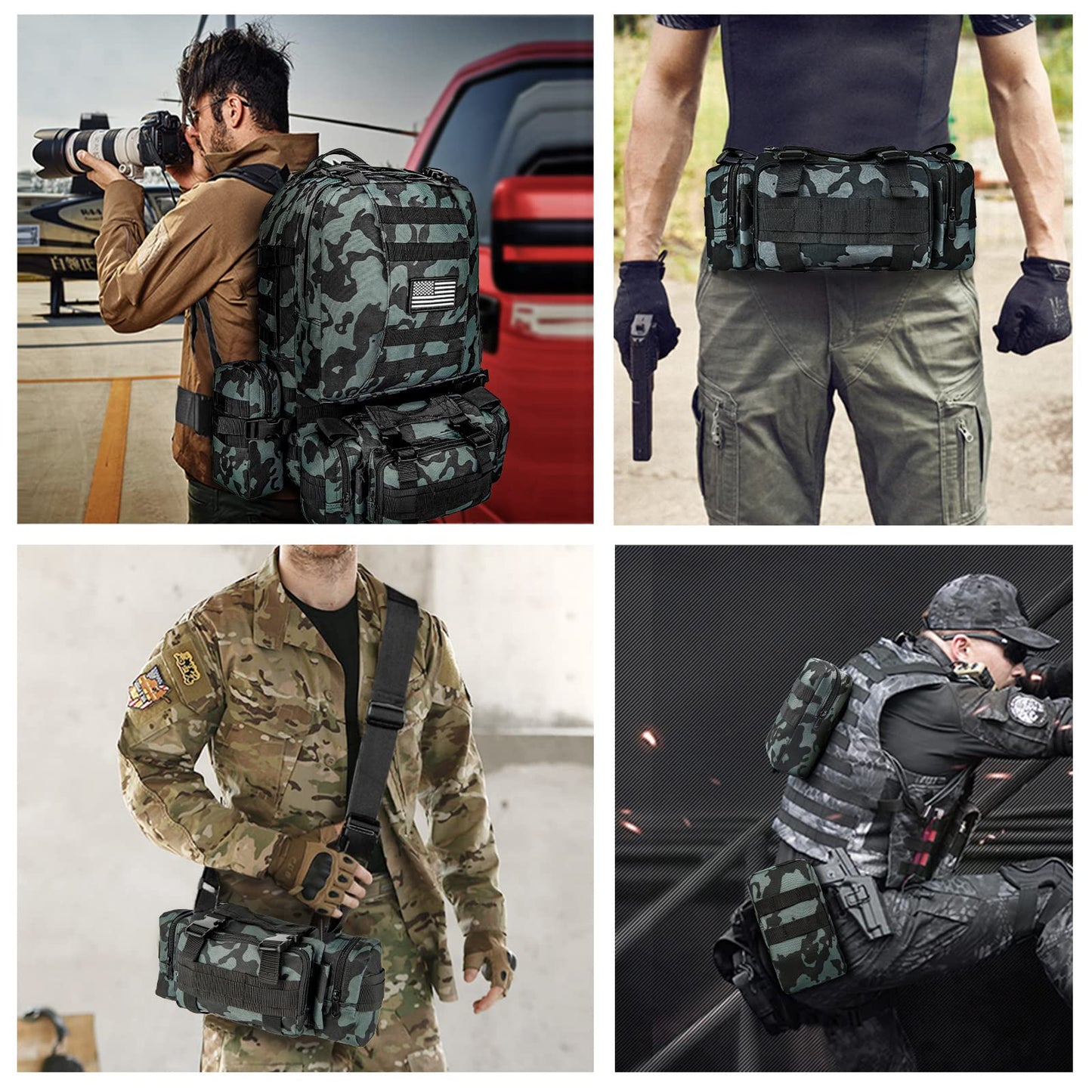 CVLIFE Tactical Backpack Military Army Rucksack 60L Large Assault Pack Detachable Molle Bag