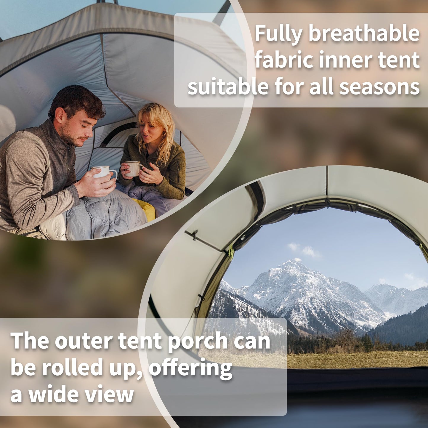 Naturehike Opalus Tunnel Tent with Vestibule, Waterproof 2-3 Person Backpacking Tent, Double Layer Tents for Camping