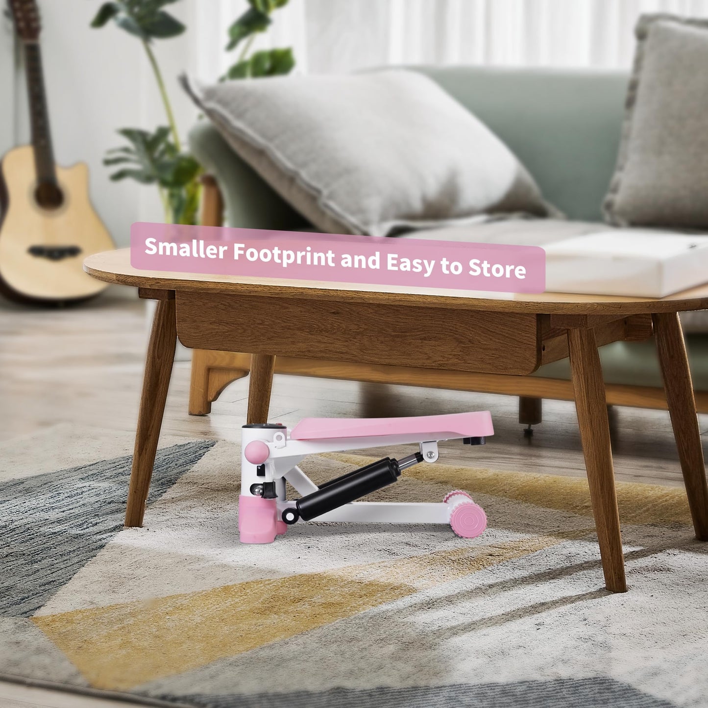 ZENOVA Steppers for Exercise at Home Portable Mini Stepper Stair Stepper with Resistance Band and Mat Fitness Stepper for Full Body Cardio Exercise 330lbs Weight Capacity Pink