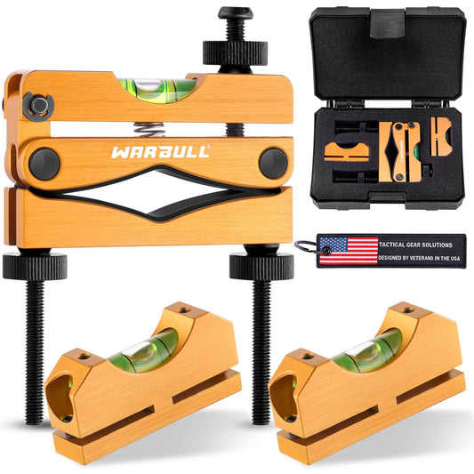 WarBull Scope Leveling Kit Universal, Magnetic Base High-Precision Clearer Level Bubble, Heavy-Duty Scope Leveler, Scope Level Tool for Rifle Shotgun Frame Shooting Table with Storage Case - Glod
