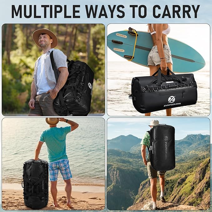 Waterproof Duffel Bag, Large Waterproof Duffel Backpack for Beach Vacation, Marine Dry Bags for Adventures, Heavy Duty Duffle Bag for Kayaking Boating Hiking Camping, 65L/110L/160L Sizes